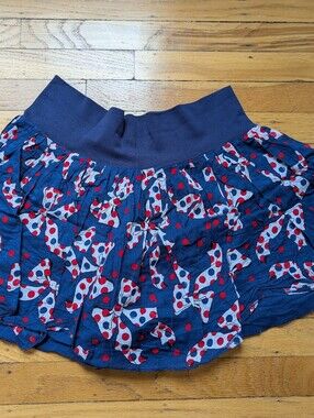 Navy Skirt with Red Polka Bow Print